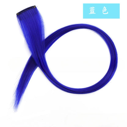 Colorful Highlight Clip in Straight Hair Extensions 50cm Synthetic Hairpieces