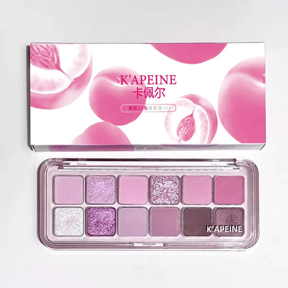 12 Colors Pink Eye Shadow Pallet Clear Glitter Pearl