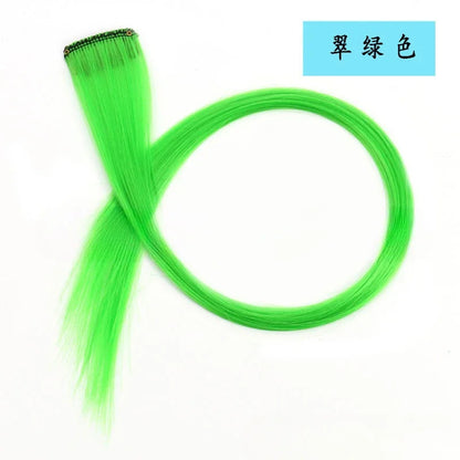 Colorful Highlight Clip in Straight Hair Extensions 50cm Synthetic Hairpieces
