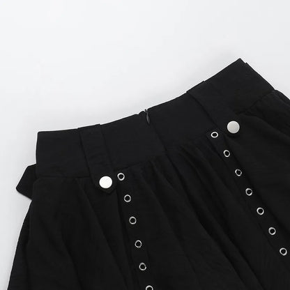 Gothic Punk Asymmetrical Skirt - Women's Heavy Metal Retro Mini Skirt, Dark Alternative Fashion,Edgy Streetwear