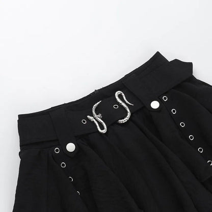 Gothic Punk Asymmetrical Skirt - Women's Heavy Metal Retro Mini Skirt, Dark Alternative Fashion,Edgy Streetwear