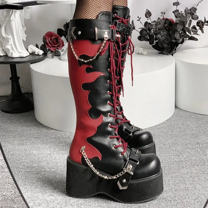 Platform brand new Design Gothic Street Women Boots Wedge High Heel Mary Janes Cosplay Dark Black Shoes For Woman Lolita Booties