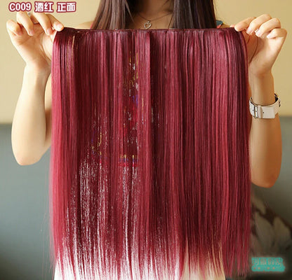9 Colors Synthetic Hair Straight Clip in Hair Extension Red Pink White Cosplay Hairpiece Rainbow Natural Hair