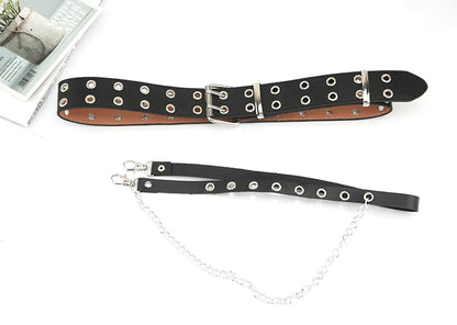 Gothic Style Double-breasted Buttonhole Belt Decoration Waist Chain Strap