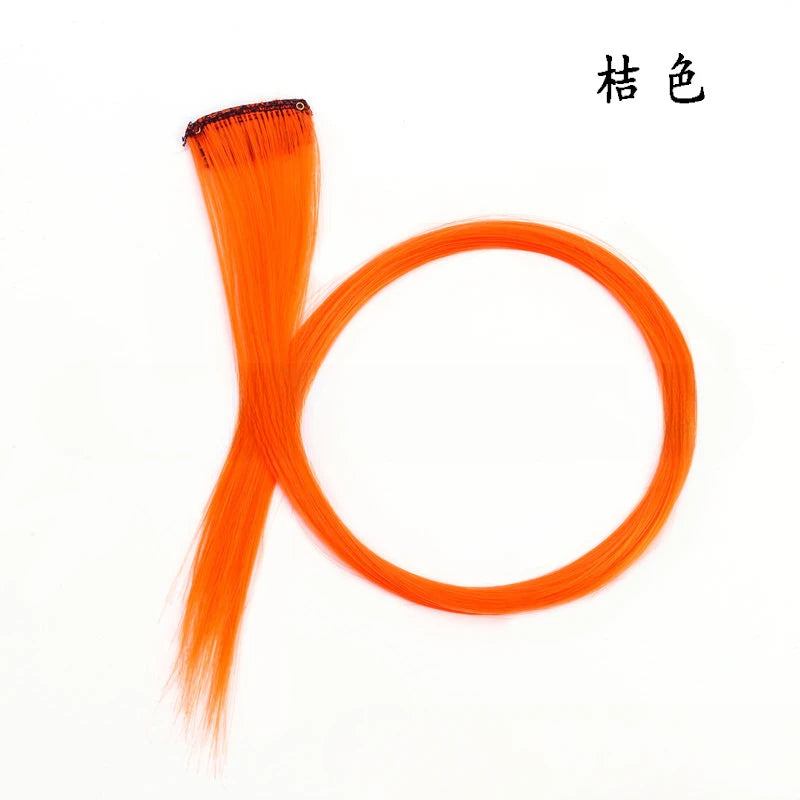 Colorful Highlight Clip in Straight Hair Extensions 50cm Synthetic Hairpieces