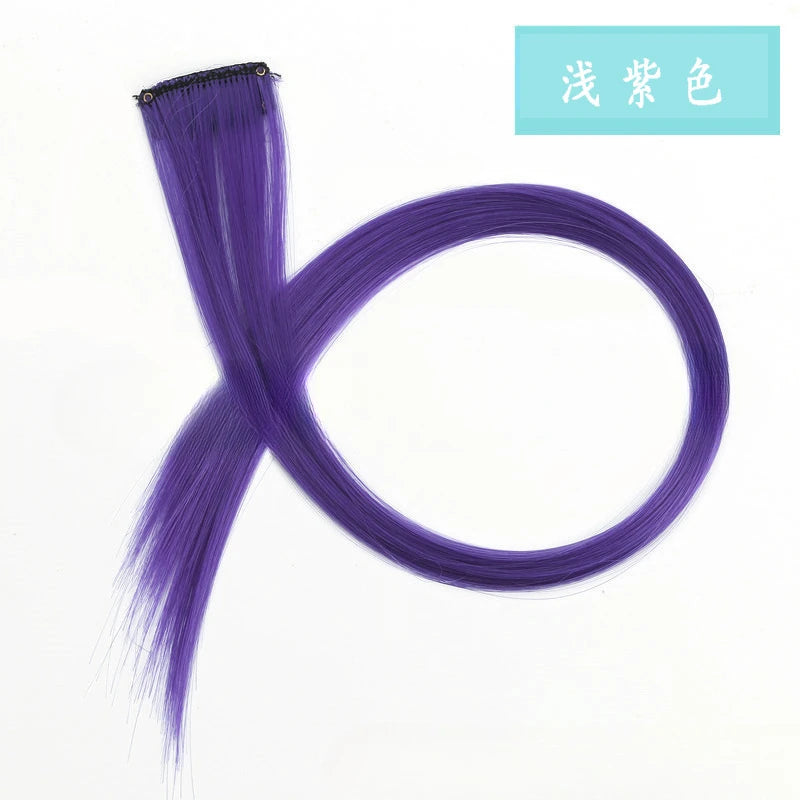 Colorful Highlight Clip in Straight Hair Extensions 50cm Synthetic Hairpieces