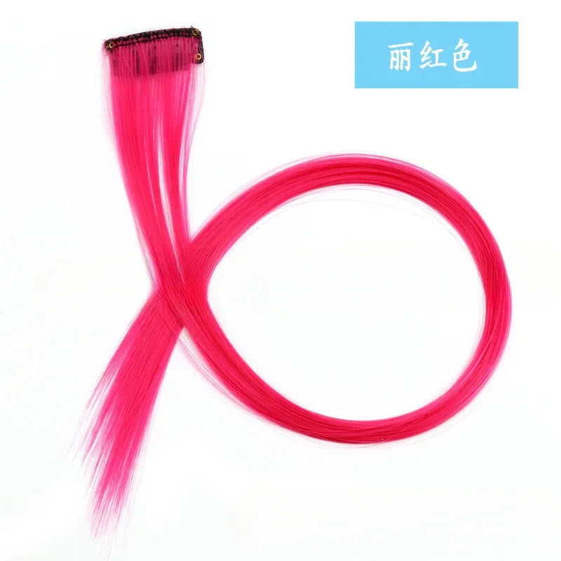 Colorful Highlight Clip in Straight Hair Extensions 50cm Synthetic Hairpieces