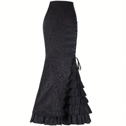 Skirts for Women's Gothic Skirts Jacquard Long Skirts Lace-up Hip Fishtail Skirts