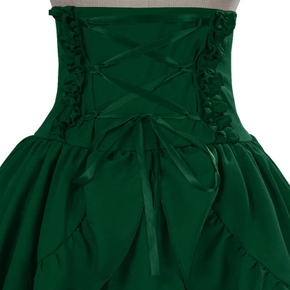 Victorian Period Skirt Girls Black Gothic Style Multi-layer Cake Half Dress Princess Cosplay Banquet Lolita