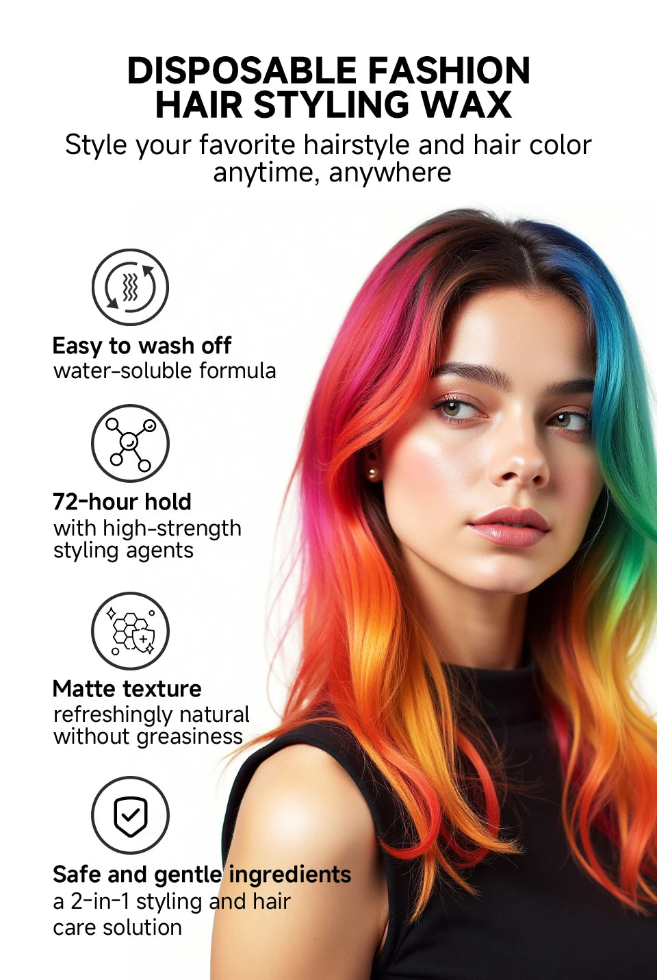 Hair Color Wax Temporary Long Lasting Mud Styling 10 Color Coloring Cream
