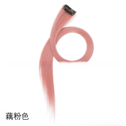 Colorful Highlight Clip in Straight Hair Extensions 50cm Synthetic Hairpieces
