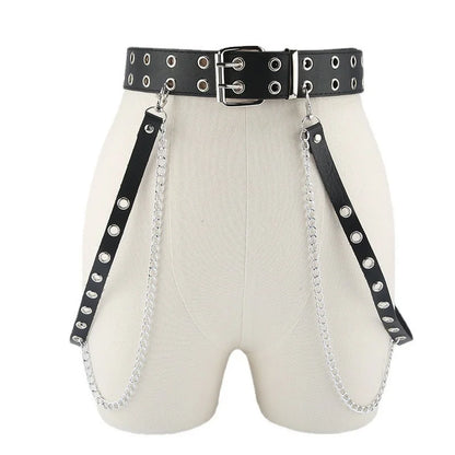 Gothic Style Double-breasted Buttonhole Belt Decoration Waist Chain Strap