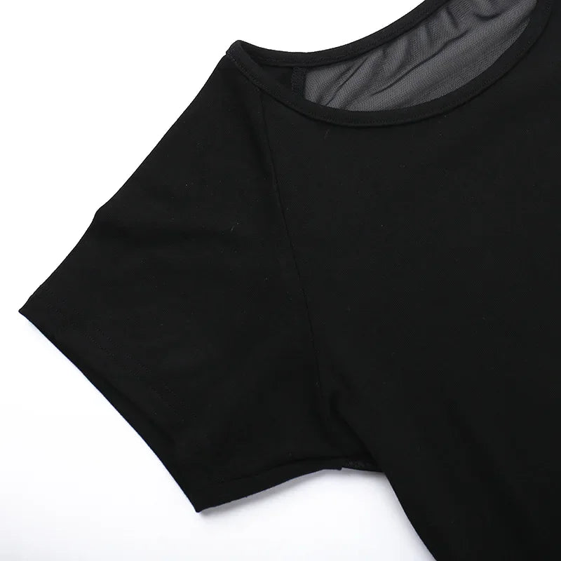 Gothic See Through Angel Graphic Print T-shirt