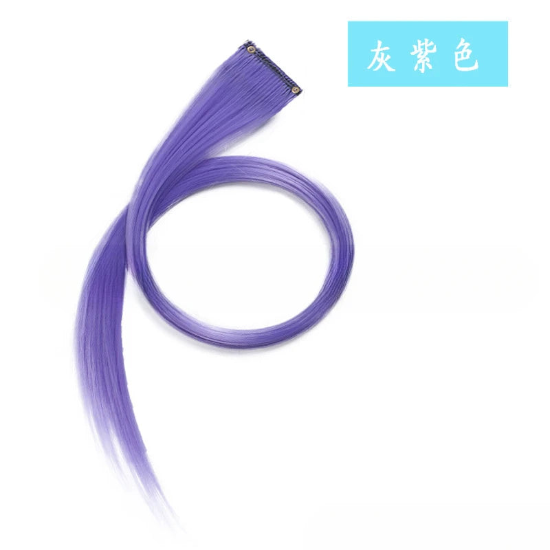 Colorful Highlight Clip in Straight Hair Extensions 50cm Synthetic Hairpieces