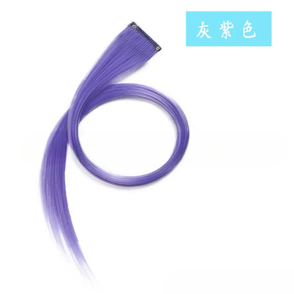 Colorful Highlight Clip in Straight Hair Extensions 50cm Synthetic Hairpieces