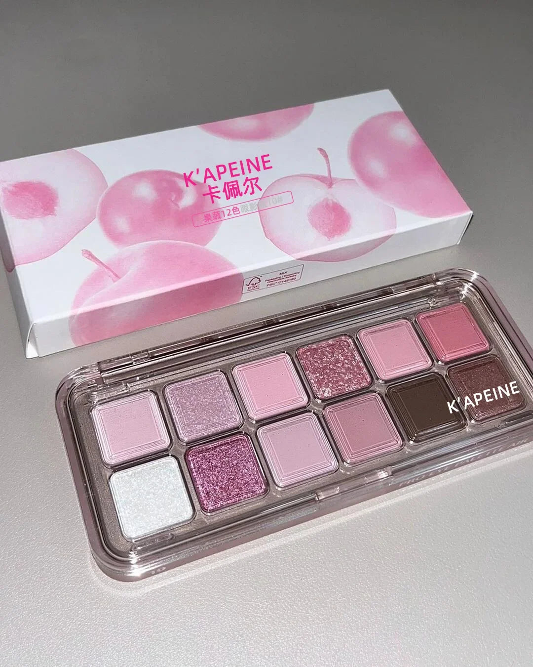 12 Colors Pink Eye Shadow Pallet Clear Glitter Pearl