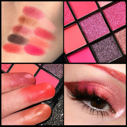 9-Grid Red Eyeshadow Palette Eye Shadow Makeup Long Lasting