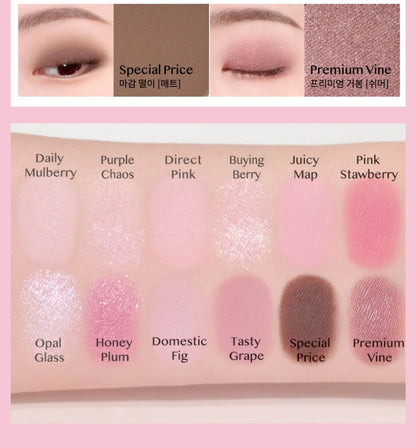 12 Colors Pink Eye Shadow Pallet Clear Glitter Pearl