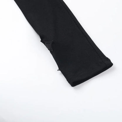 Goth Mesh Patchwork Cross Turtleneck Pullovers