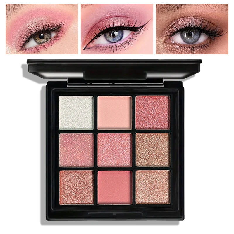 9-Grid Red Eyeshadow Palette Eye Shadow Makeup Long Lasting
