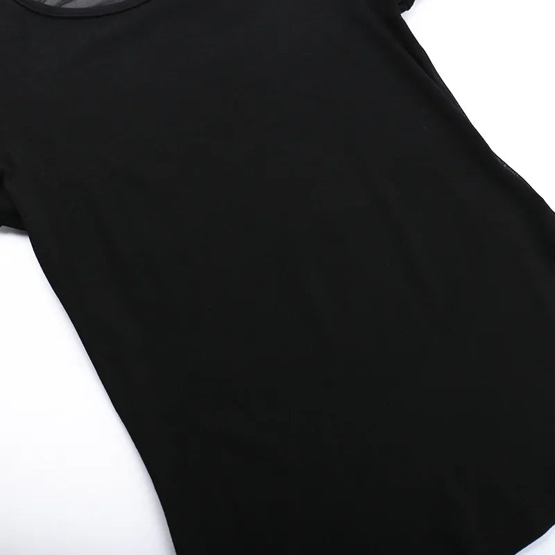 Gothic See Through Angel Graphic Print T-shirt
