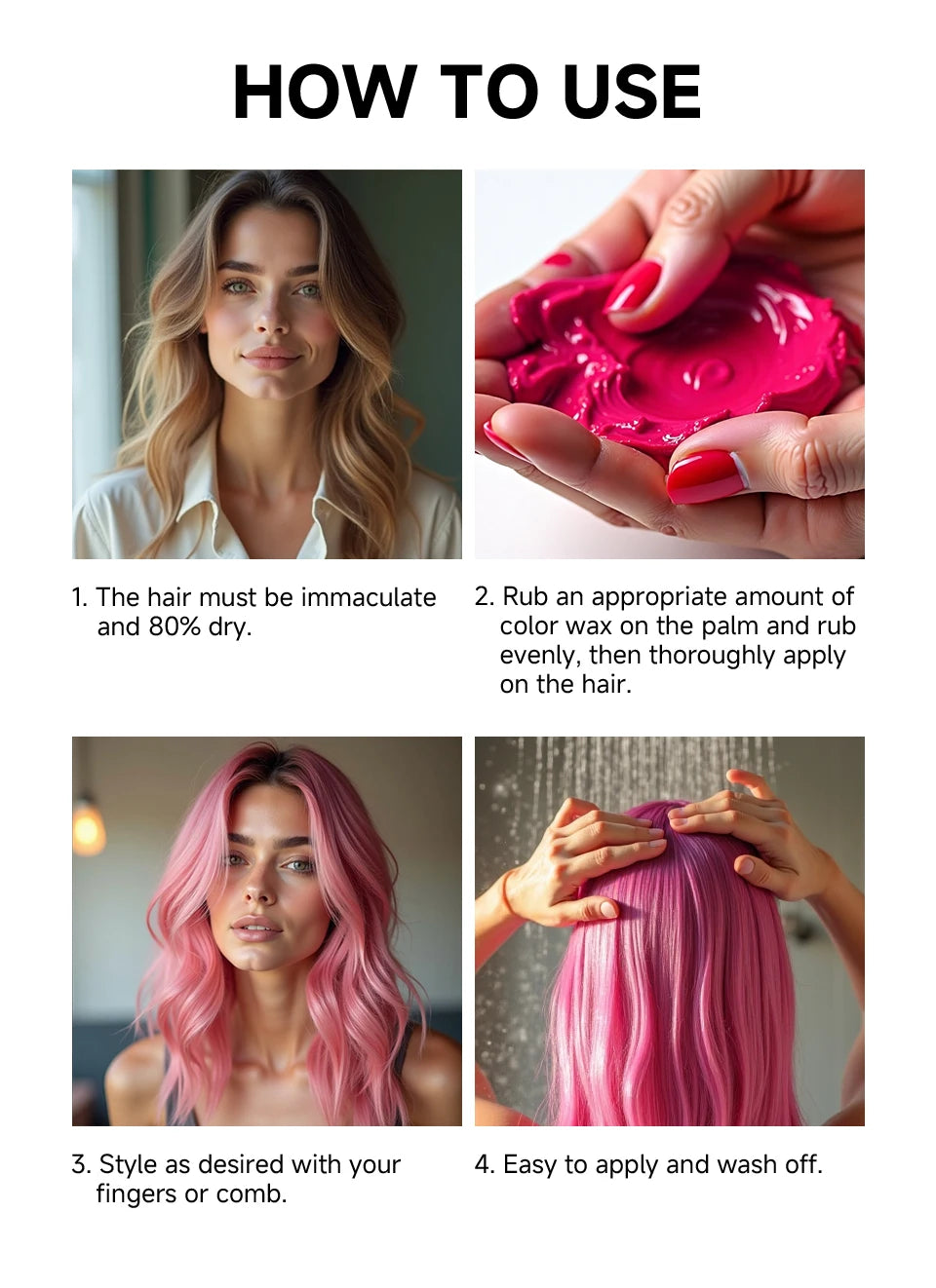 Hair Color Wax Temporary Long Lasting Mud Styling 10 Color Coloring Cream