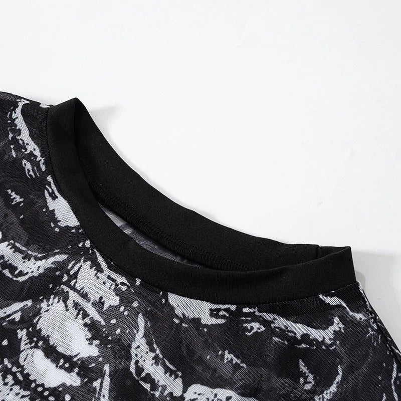 Gothic Skeleton Pattern Round Neck Long Sleeve