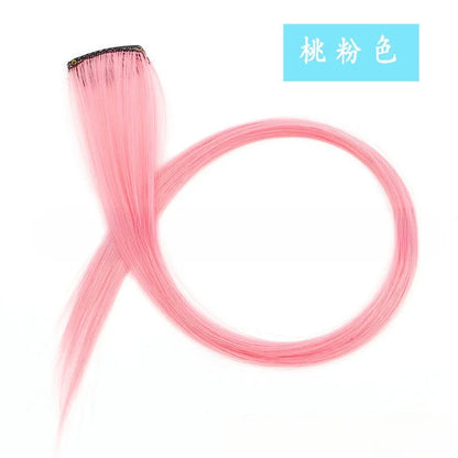 Colorful Highlight Clip in Straight Hair Extensions 50cm Synthetic Hairpieces