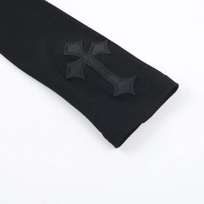 Goth Mesh Patchwork Cross Turtleneck Pullovers