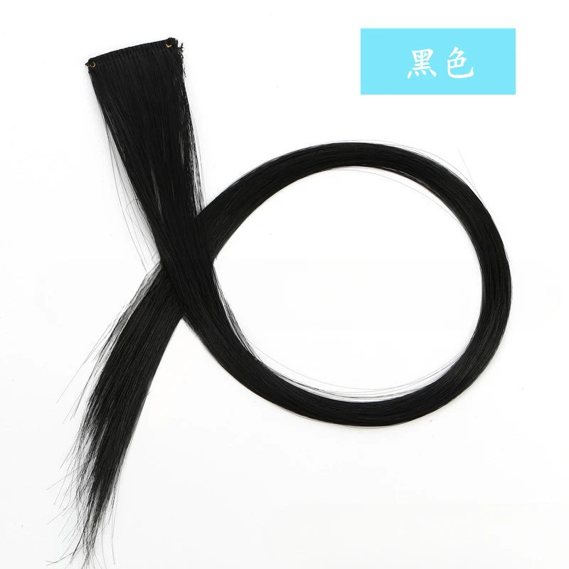 Colorful Highlight Clip in Straight Hair Extensions 50cm Synthetic Hairpieces