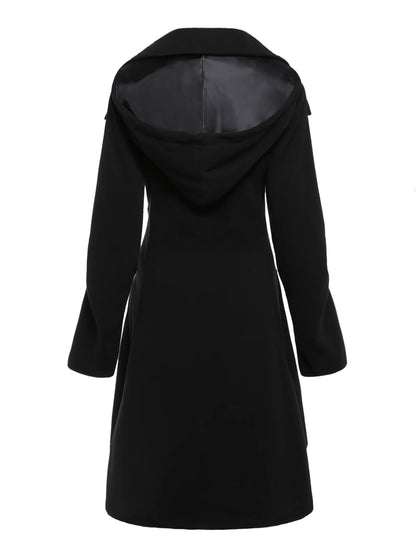Goth Overcoat Trench Coat Long Slim Asymmetric Lapel Collar Button