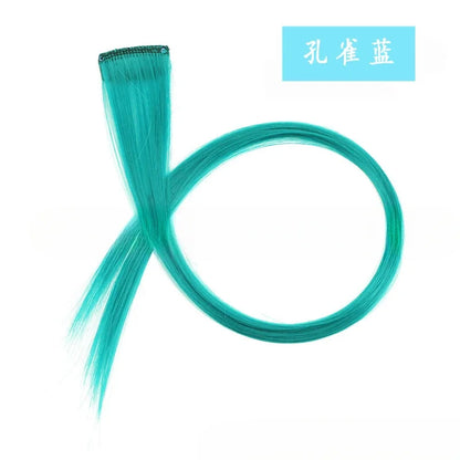Colorful Highlight Clip in Straight Hair Extensions 50cm Synthetic Hairpieces