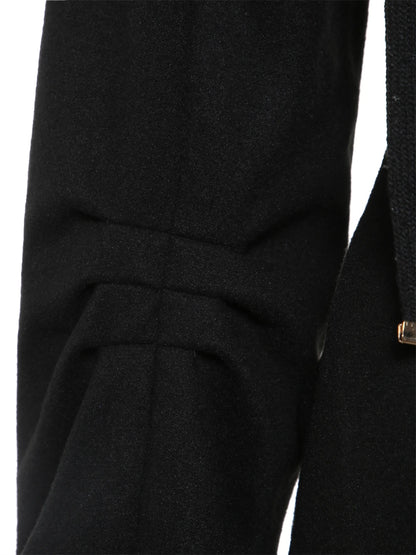 Goth Overcoat Trench Coat Long Slim Asymmetric Lapel Collar Button