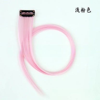 Colorful Highlight Clip in Straight Hair Extensions 50cm Synthetic Hairpieces