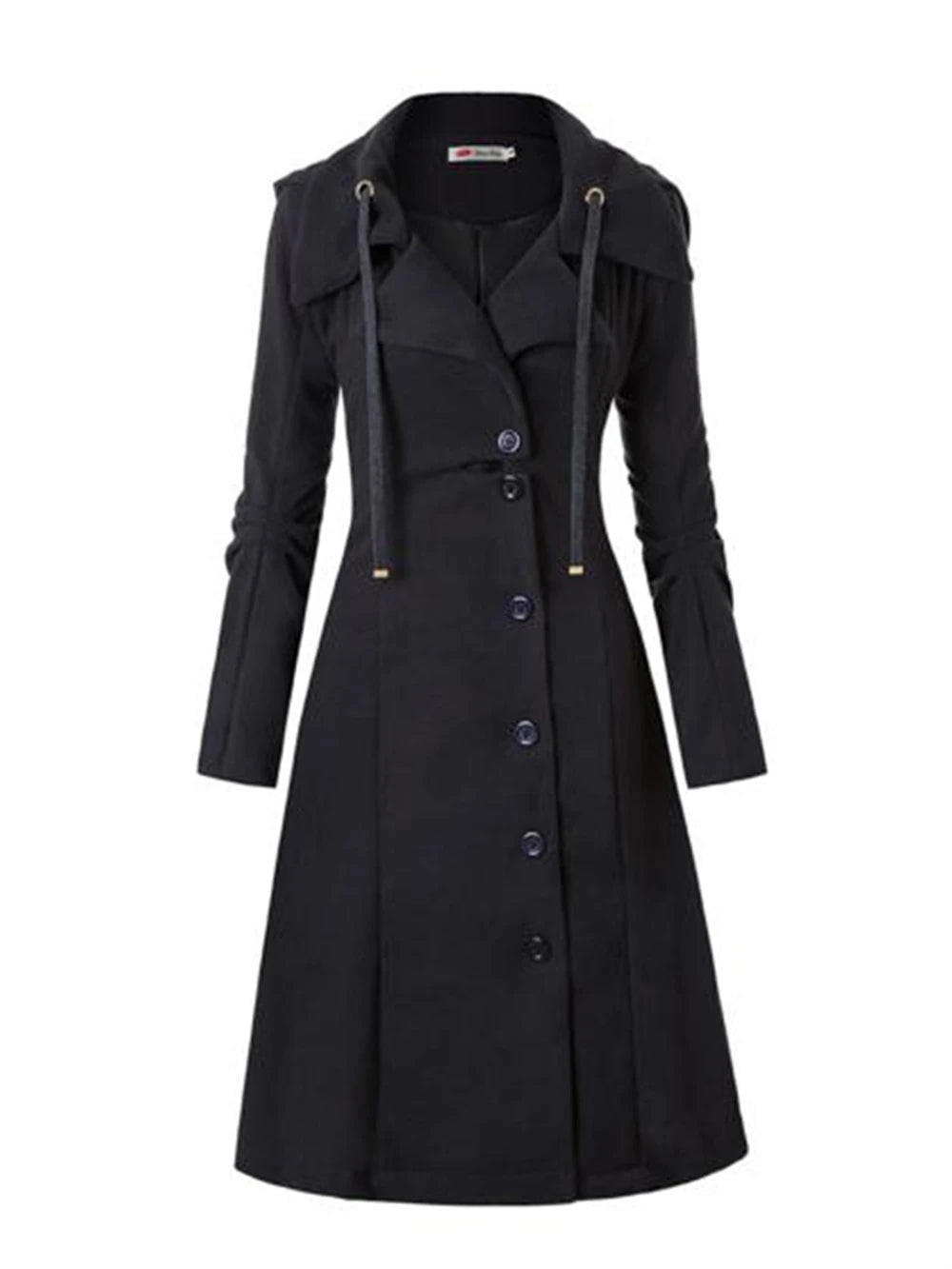 Goth Overcoat Trench Coat Long Slim Asymmetric Lapel Collar Button