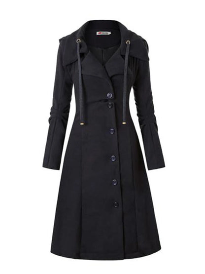 Goth Overcoat Trench Coat Long Slim Asymmetric Lapel Collar Button