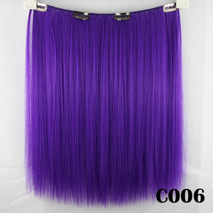 9 Colors Synthetic Hair Straight Clip in Hair Extension Red Pink White Cosplay Hairpiece Rainbow Natural Hair