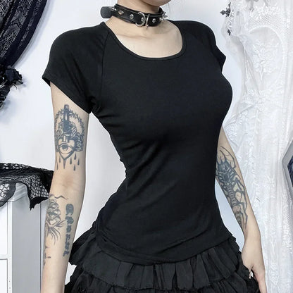 Gothic See Through Angel Graphic Print T-shirt