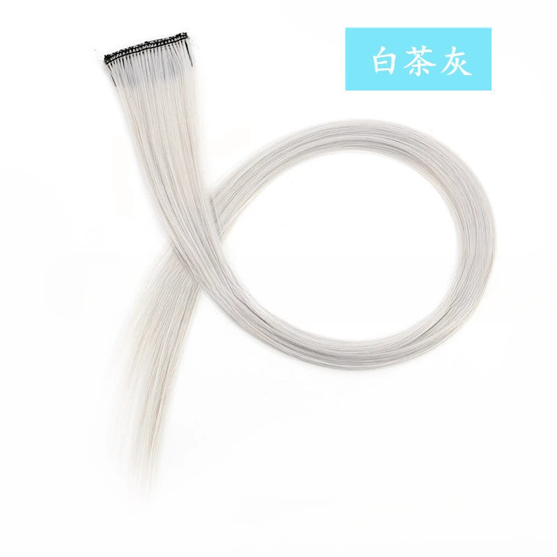 Colorful Highlight Clip in Straight Hair Extensions 50cm Synthetic Hairpieces
