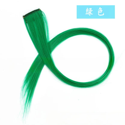 Colorful Highlight Clip in Straight Hair Extensions 50cm Synthetic Hairpieces