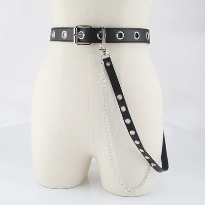 Gothic Style Double-breasted Buttonhole Belt Decoration Waist Chain Strap