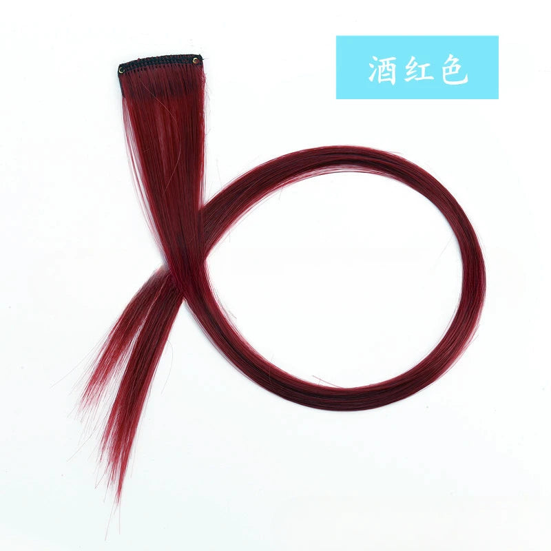 Colorful Highlight Clip in Straight Hair Extensions 50cm Synthetic Hairpieces