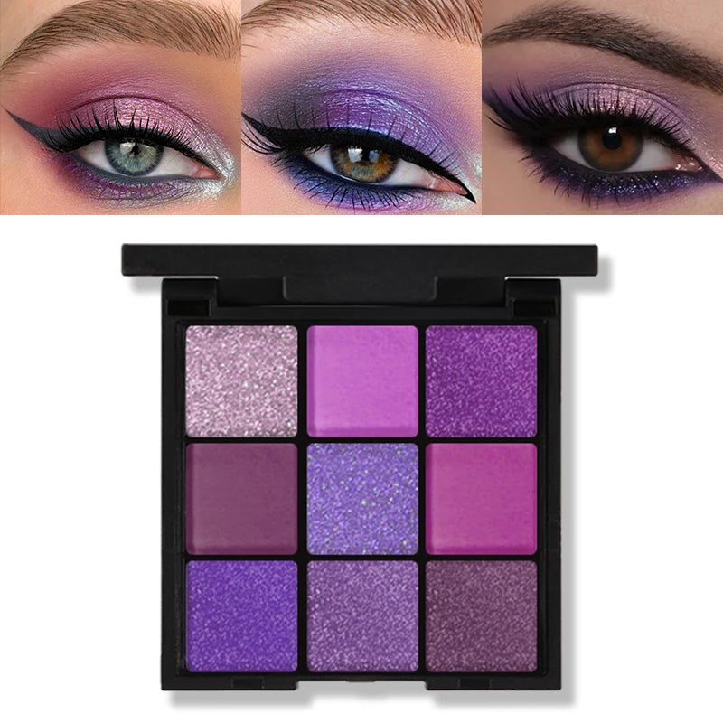 9-Grid Red Eyeshadow Palette Eye Shadow Makeup Long Lasting