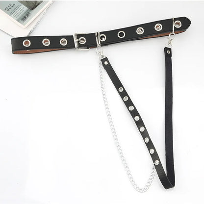 Gothic Style Double-breasted Buttonhole Belt Decoration Waist Chain Strap