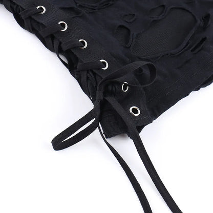 Gothic Crop Tops Tanks Trendy Camisole Fishnet Backless  Vest