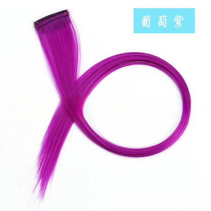 Colorful Highlight Clip in Straight Hair Extensions 50cm Synthetic Hairpieces