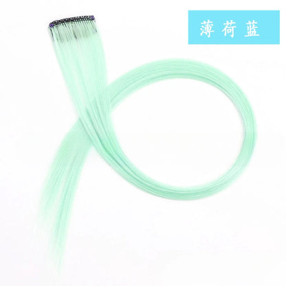 Colorful Highlight Clip in Straight Hair Extensions 50cm Synthetic Hairpieces