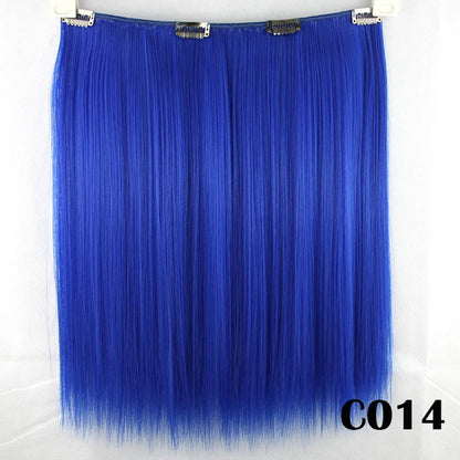 9 Colors Synthetic Hair Straight Clip in Hair Extension Red Pink White Cosplay Hairpiece Rainbow Natural Hair