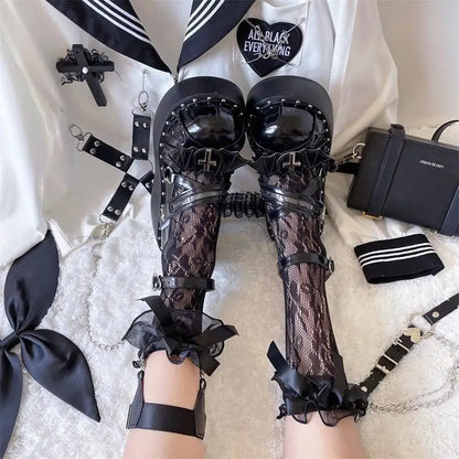 Gothic Sweet Cool Lolita Girls' Shoes Subculture Y2k Punk Thick Soled Shoes Cute Jk Single Shoes Sweet Girls' Single Shoes