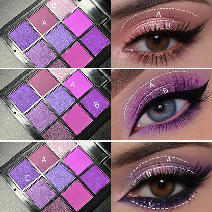 9-Grid Red Eyeshadow Palette Eye Shadow Makeup Long Lasting